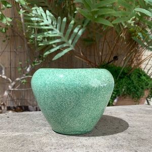 Small Vintage Ceramic Green Decorative Pot